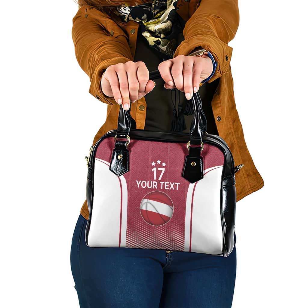 Latvia Basketball Custom Shoulder Handbag Red Latvian Pattern