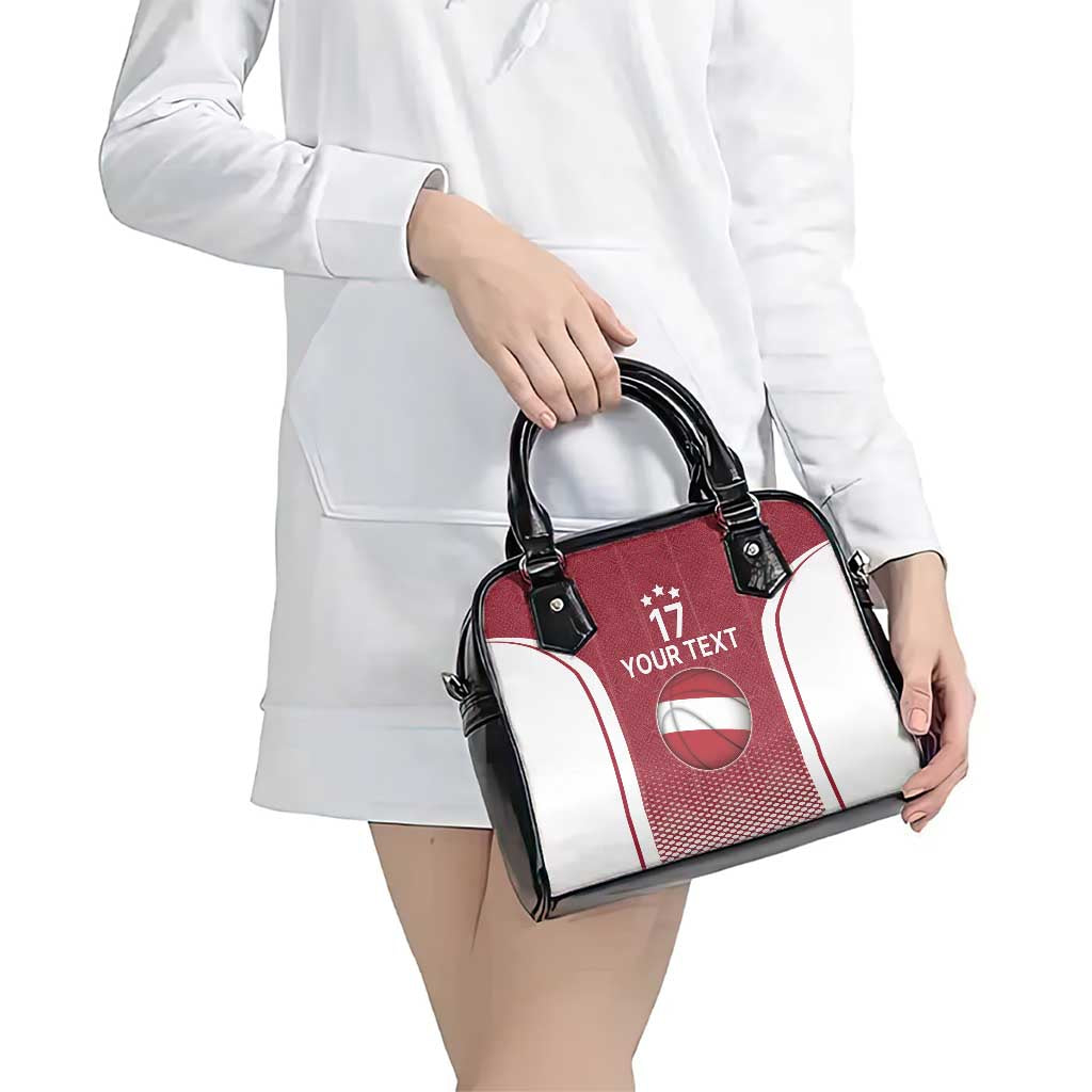 Latvia Basketball Custom Shoulder Handbag Red Latvian Pattern
