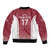 Latvia Basketball Custom Sleeve Zip Bomber Jacket Red Latvian Pattern