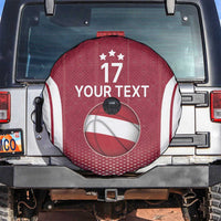 Latvia Basketball Custom Spare Tire Cover Red Latvian Pattern