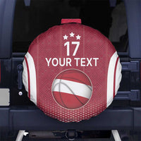 Latvia Basketball Custom Spare Tire Cover Red Latvian Pattern