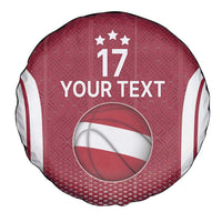 Latvia Basketball Custom Spare Tire Cover Red Latvian Pattern
