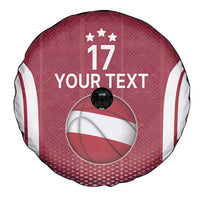 Latvia Basketball Custom Spare Tire Cover Red Latvian Pattern