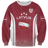 Latvia Basketball Custom Sweatshirt Red Latvian Pattern