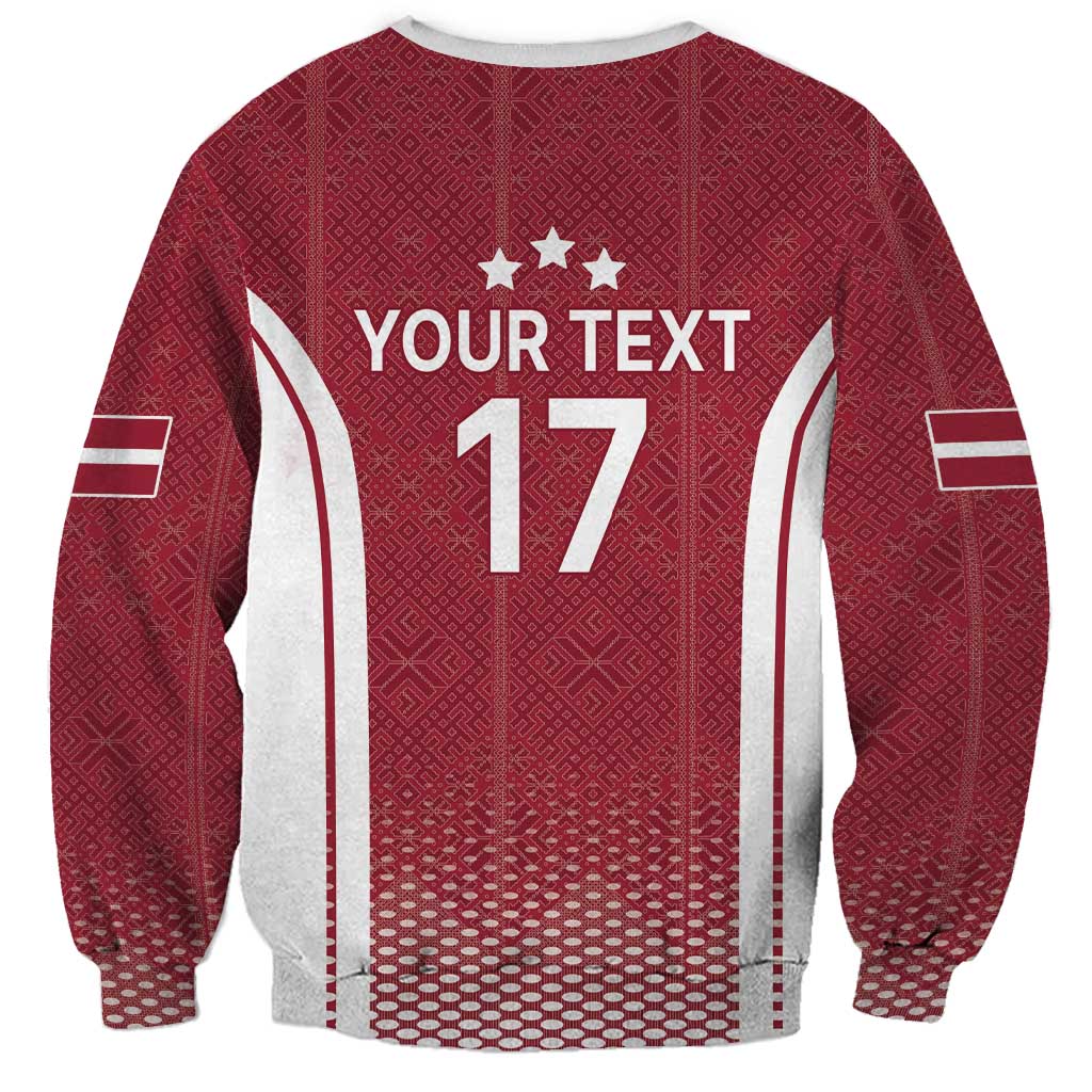 Latvia Basketball Custom Sweatshirt Red Latvian Pattern