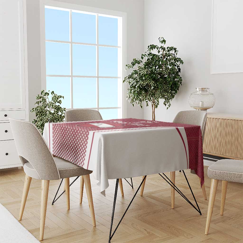 Latvia Basketball Custom Tablecloth Red Latvian Pattern