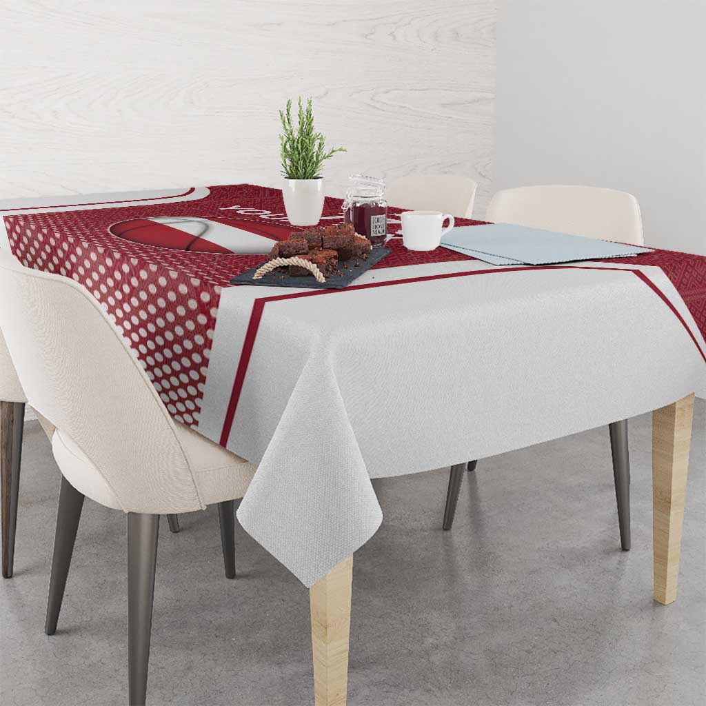 Latvia Basketball Custom Tablecloth Red Latvian Pattern