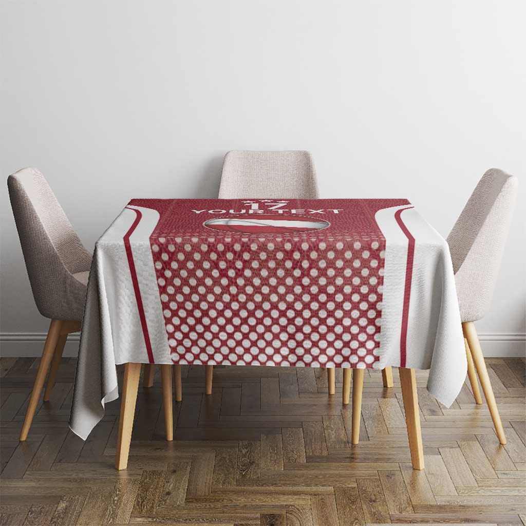 Latvia Basketball Custom Tablecloth Red Latvian Pattern