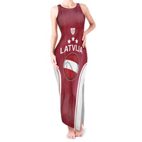 Latvia Basketball Custom Tank Maxi Dress Red Latvian Pattern