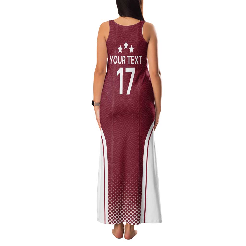 Latvia Basketball Custom Tank Maxi Dress Red Latvian Pattern