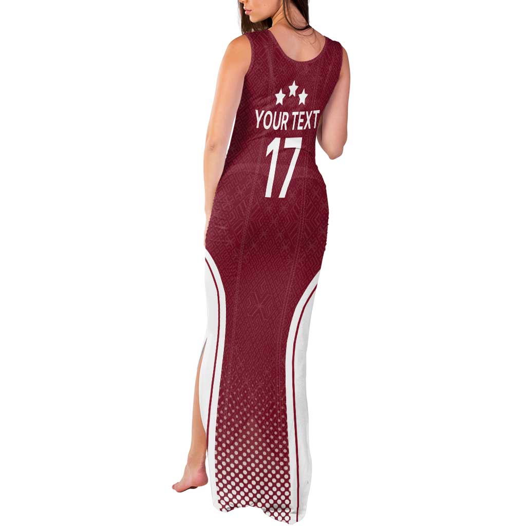 Latvia Basketball Custom Tank Maxi Dress Red Latvian Pattern