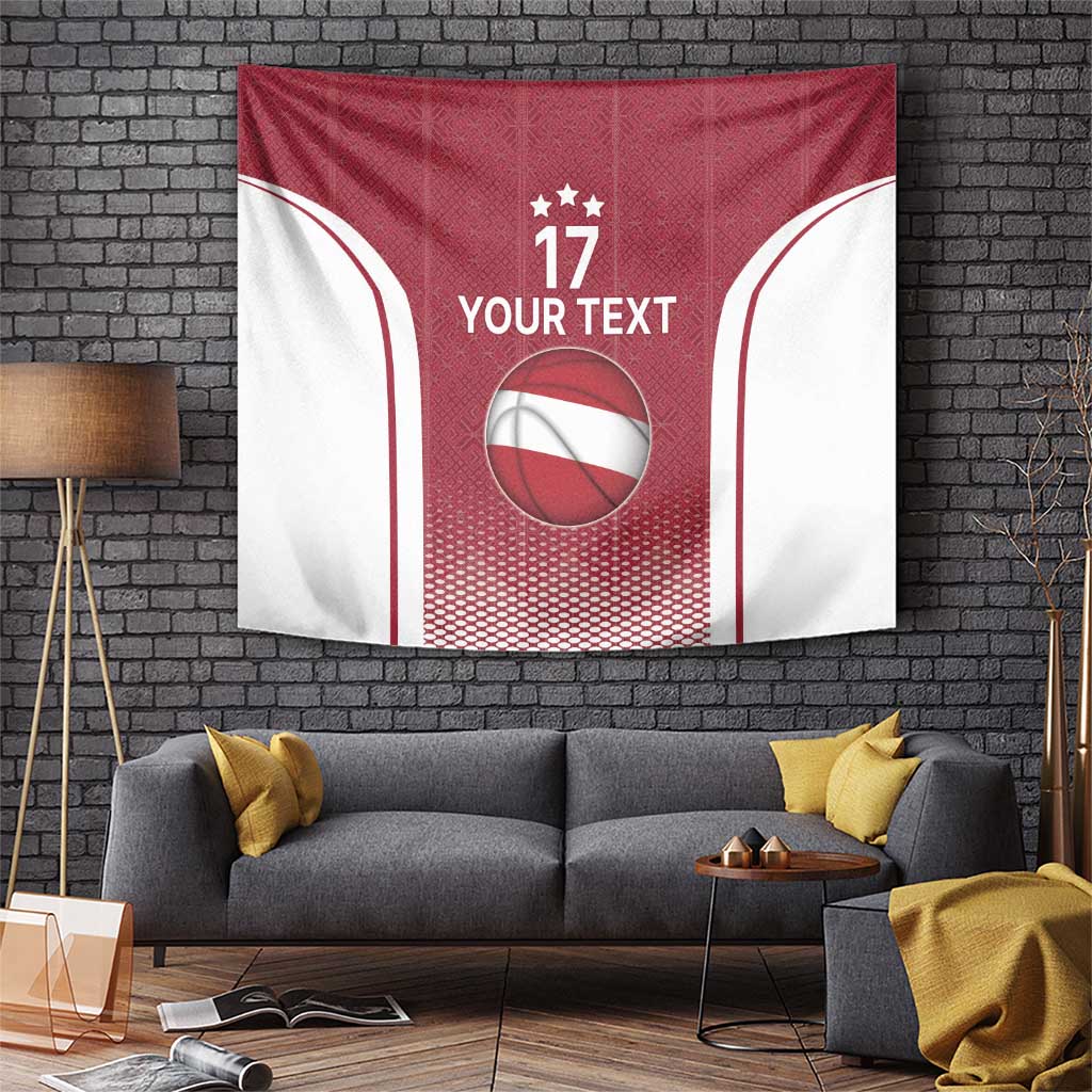Latvia Basketball Custom Tapestry Red Latvian Pattern