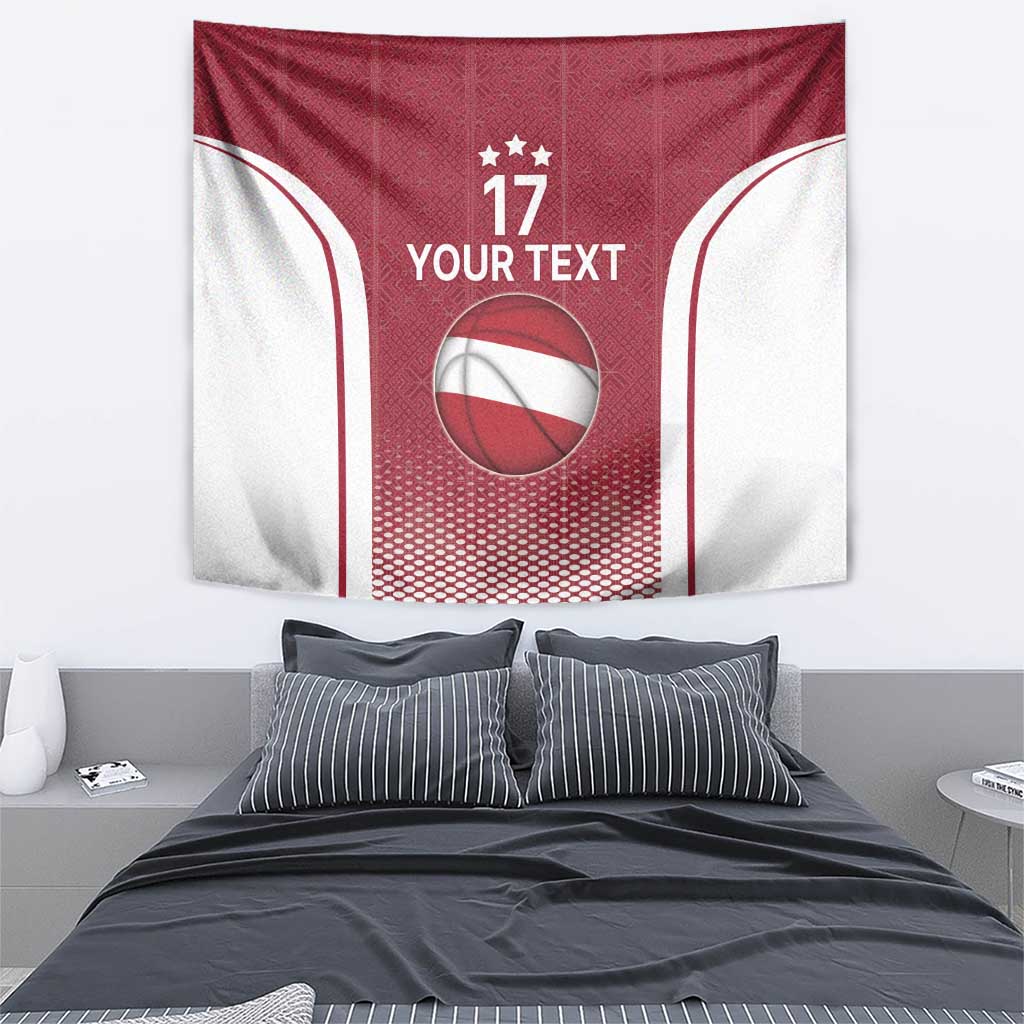 Latvia Basketball Custom Tapestry Red Latvian Pattern