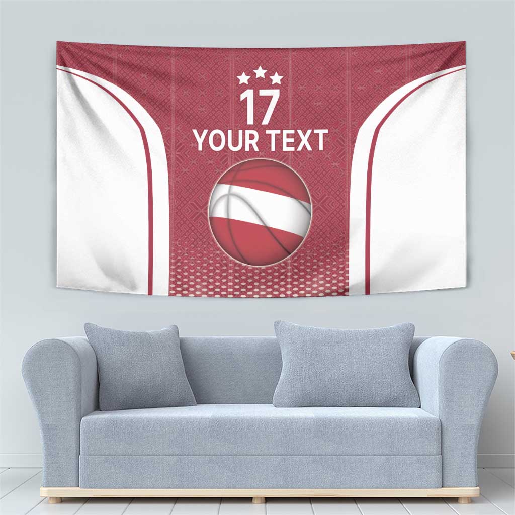 Latvia Basketball Custom Tapestry Red Latvian Pattern