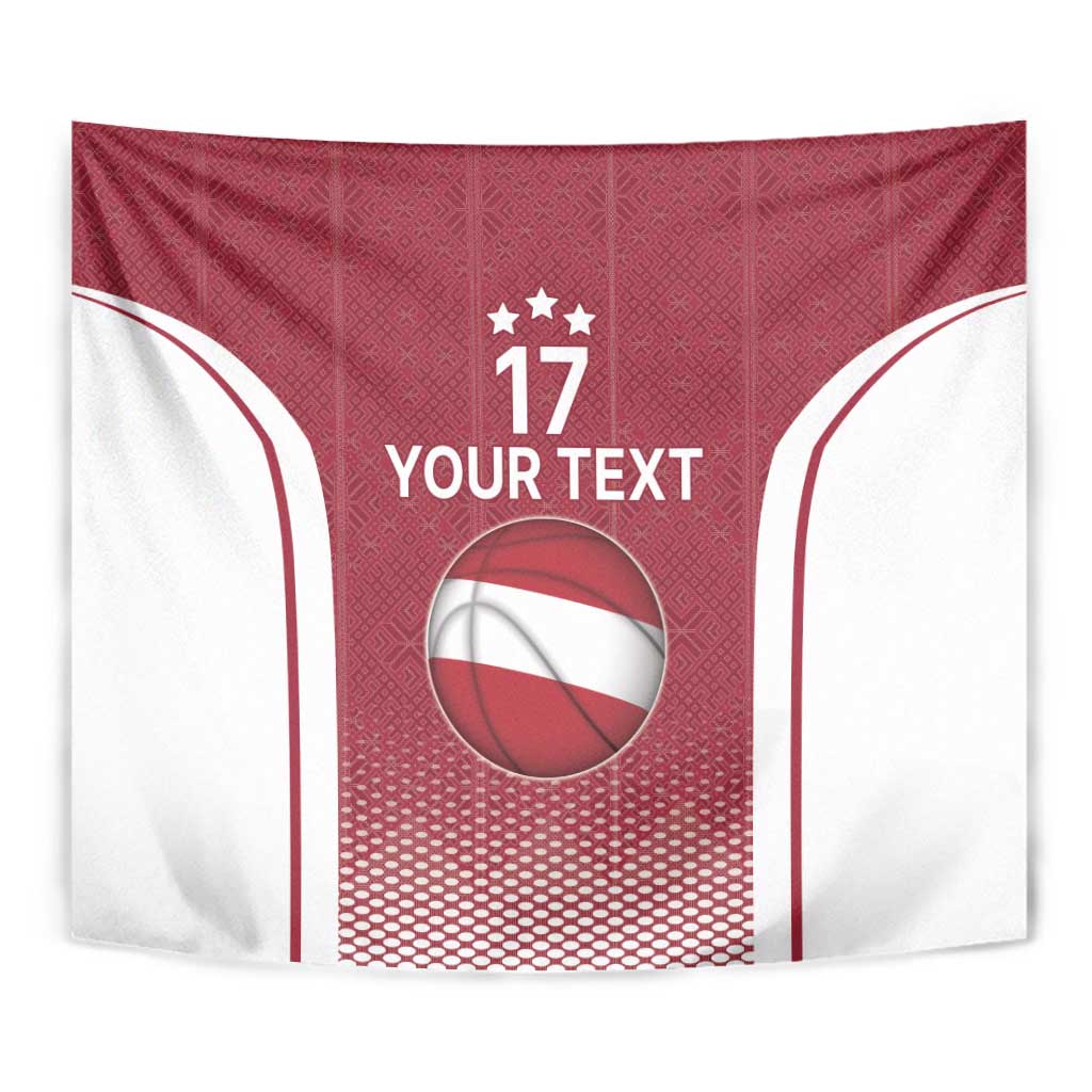 Latvia Basketball Custom Tapestry Red Latvian Pattern