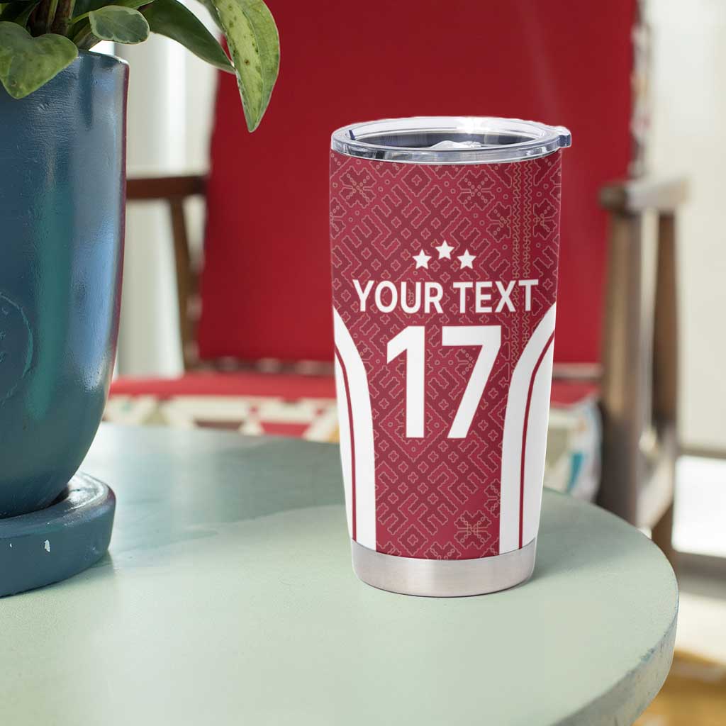 Latvia Basketball Custom Tumbler Cup Red Latvian Pattern