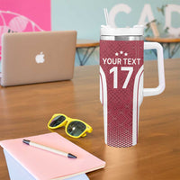 Latvia Basketball Custom Tumbler With Handle Red Latvian Pattern