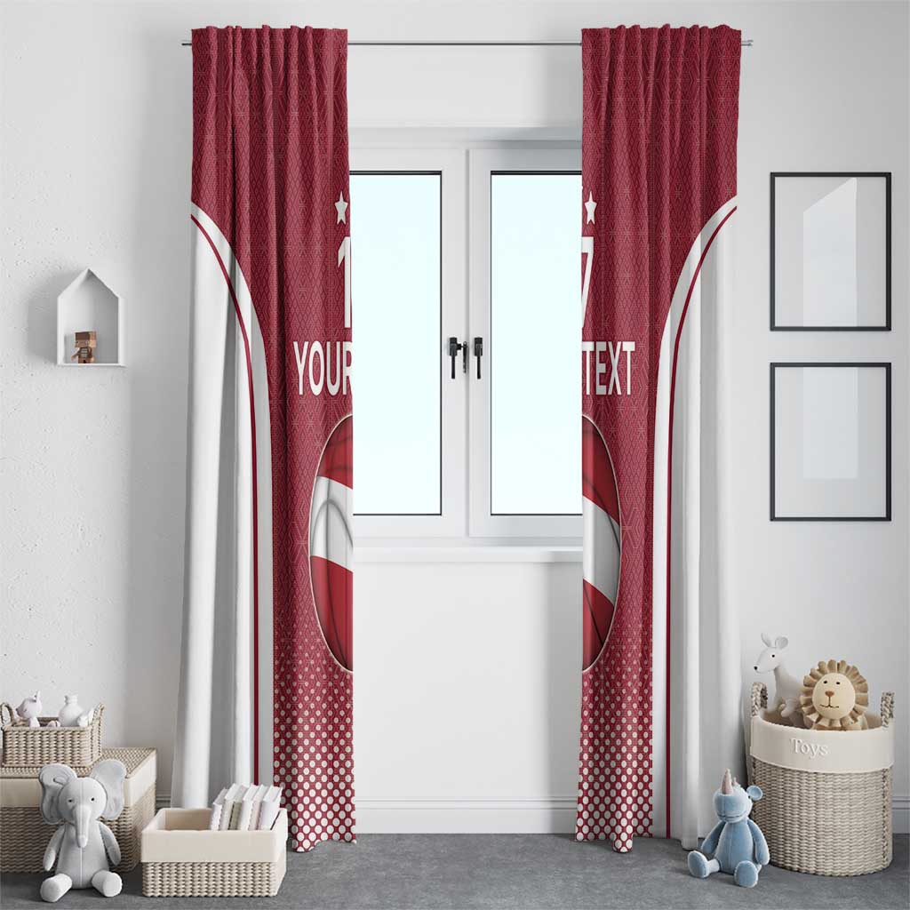 Latvia Basketball Custom Window Curtain Red Latvian Pattern