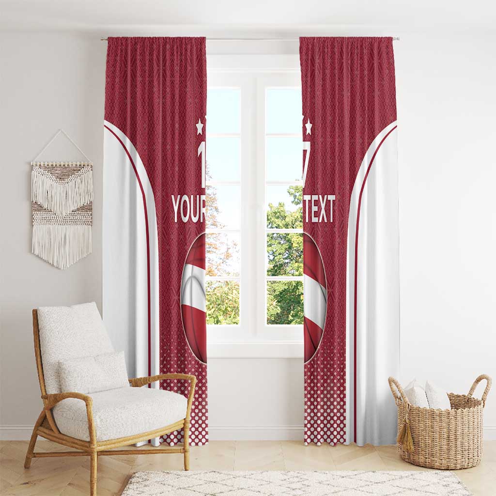 Latvia Basketball Custom Window Curtain Red Latvian Pattern