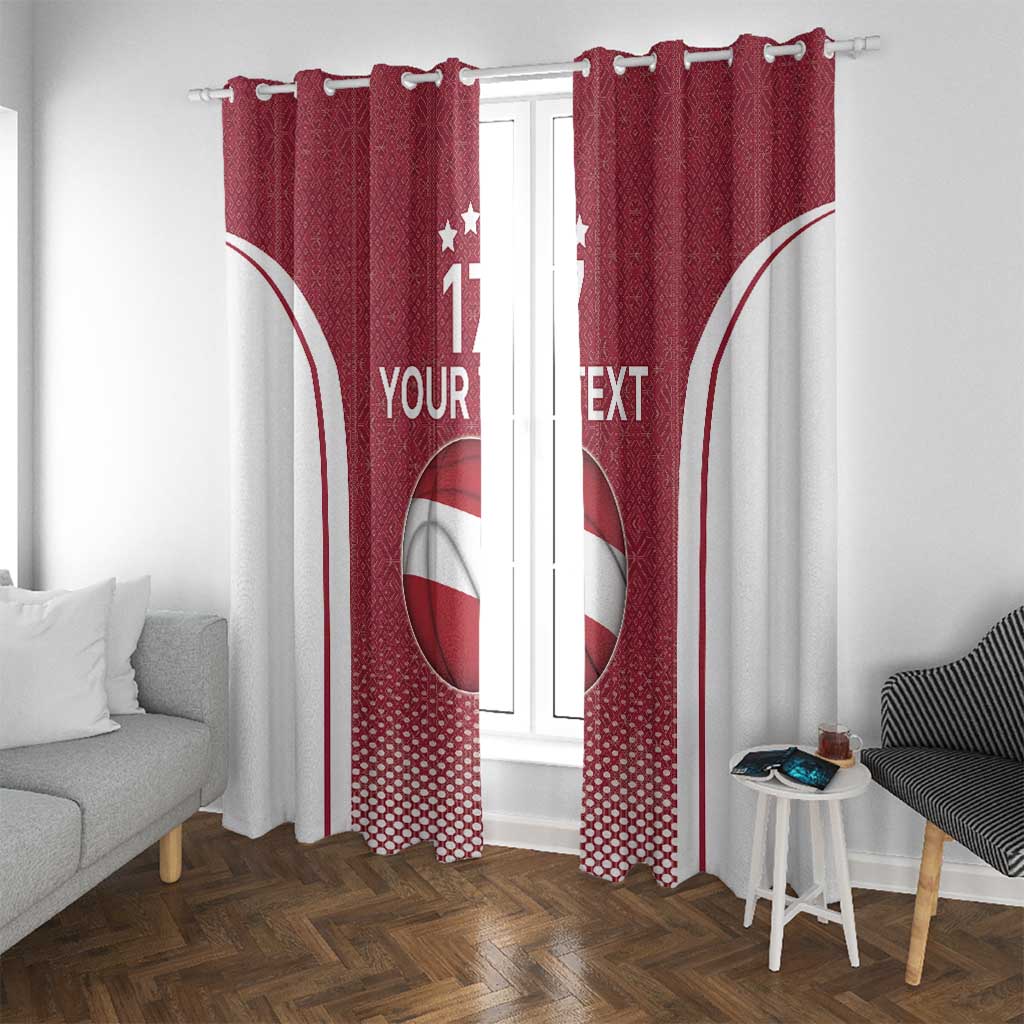 Latvia Basketball Custom Window Curtain Red Latvian Pattern