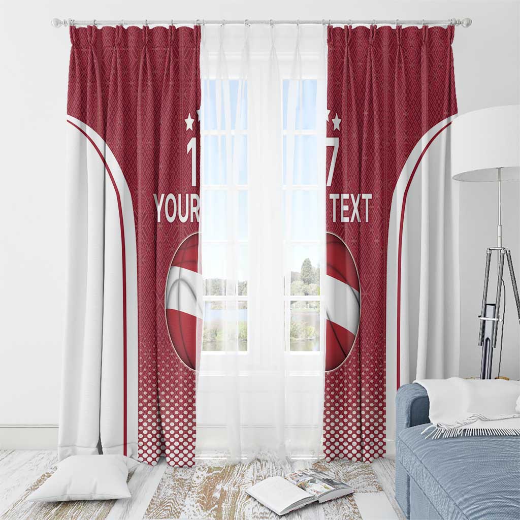 Latvia Basketball Custom Window Curtain Red Latvian Pattern
