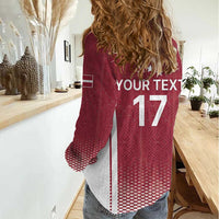 Latvia Basketball Custom Women Casual Shirt Red Latvian Pattern