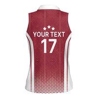 Latvia Basketball Custom Women Sleeveless Polo Shirt Red Latvian Pattern