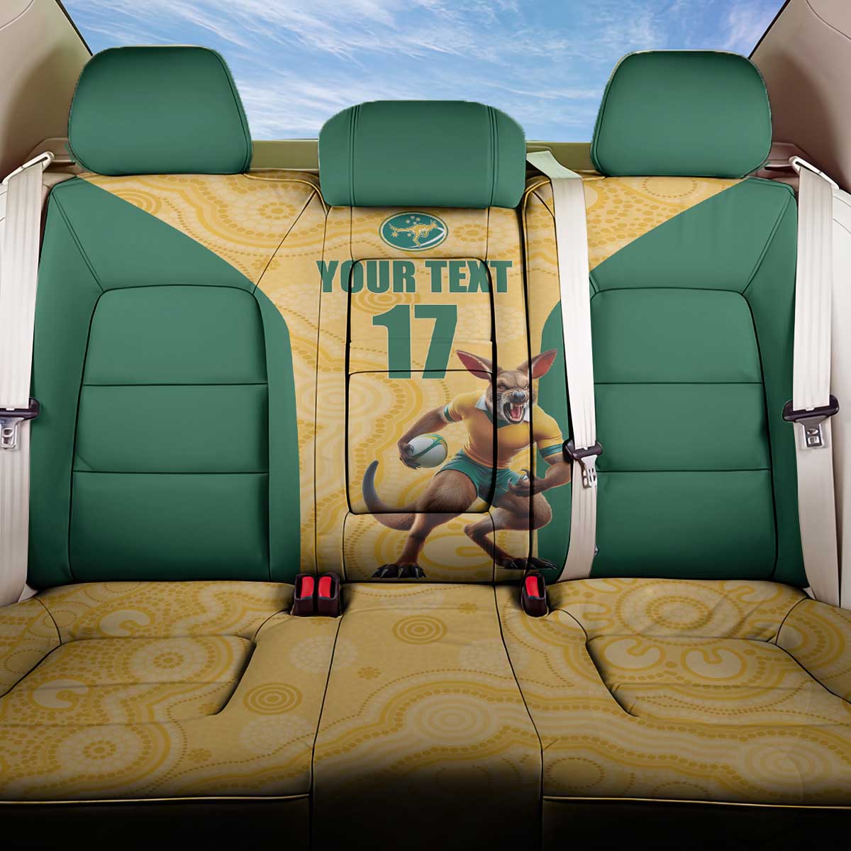 Custom Australia Rugby Back Car Seat Cover Kangaroo Mascot