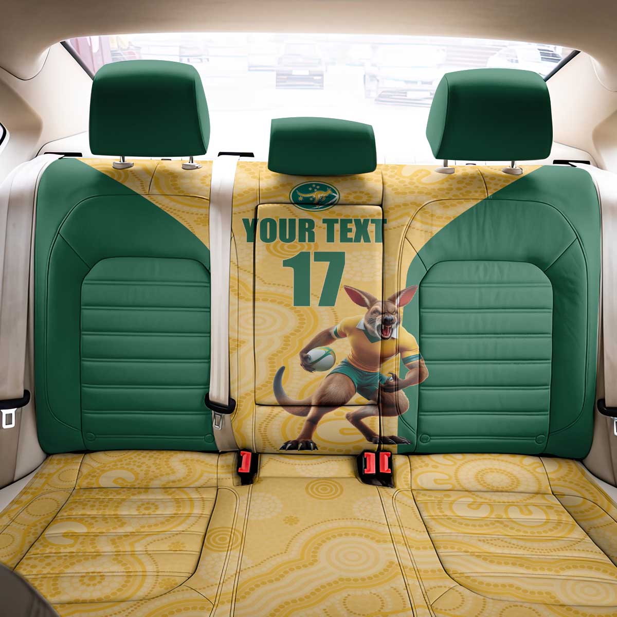 Custom Australia Rugby Back Car Seat Cover Kangaroo Mascot