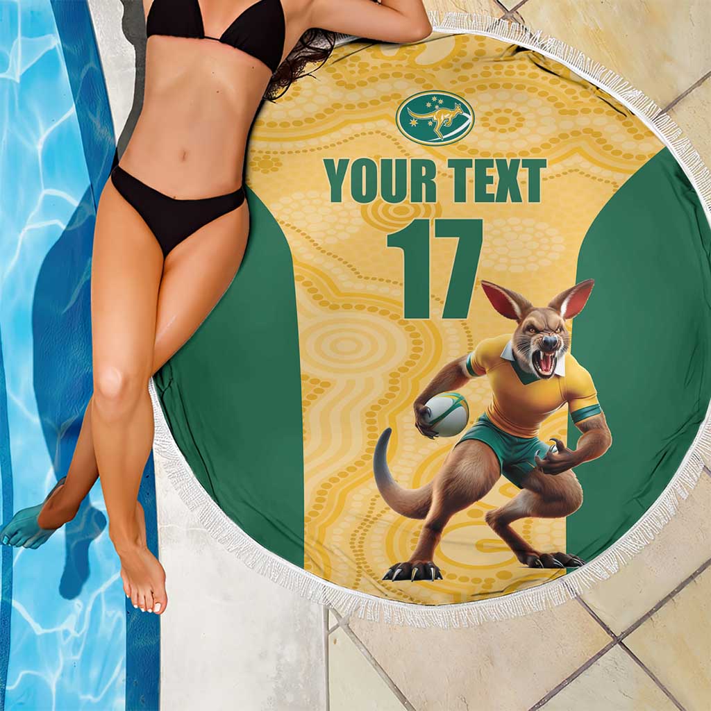 Custom Australia Rugby Beach Blanket Kangaroo Mascot