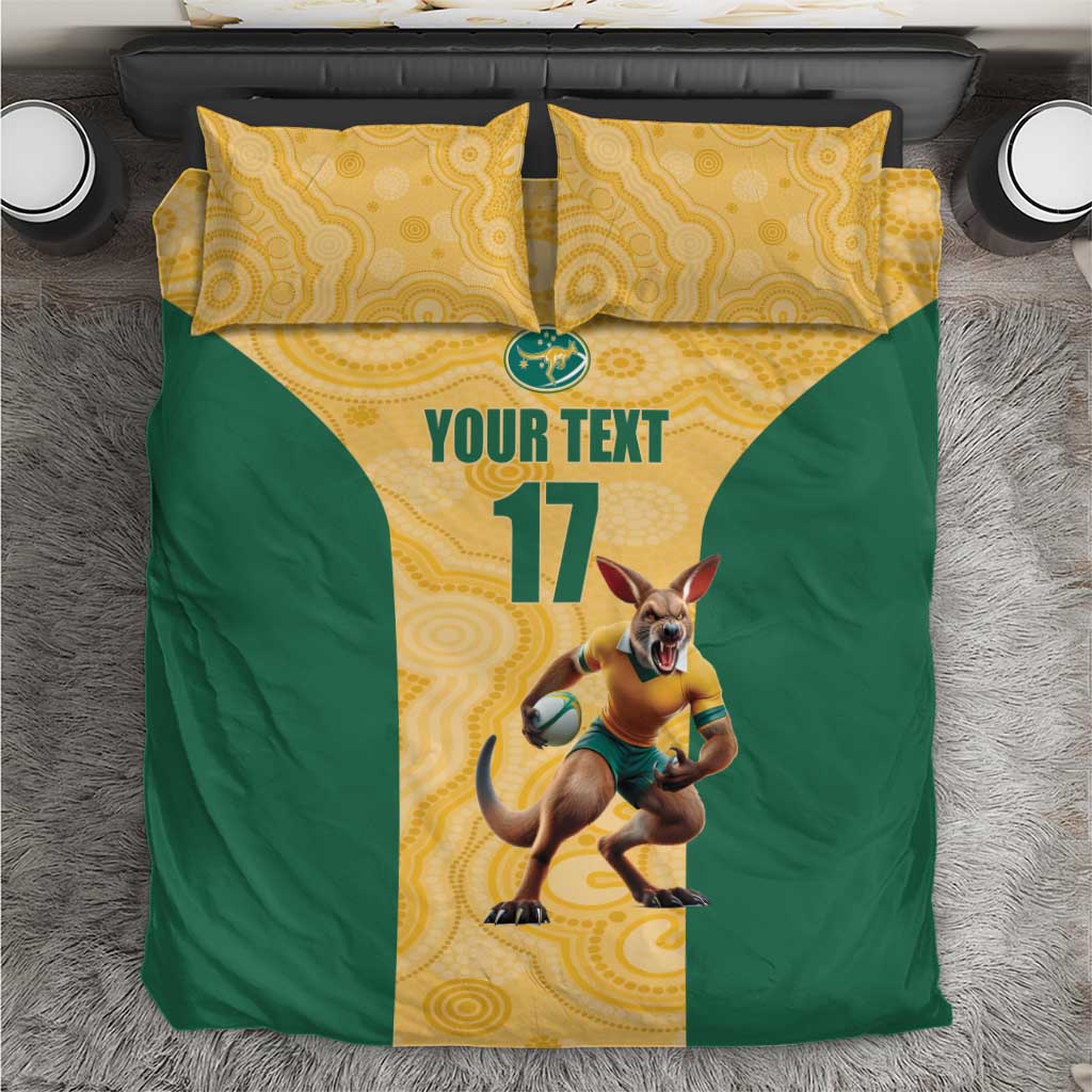 Custom Australia Rugby Bedding Set Kangaroo Mascot