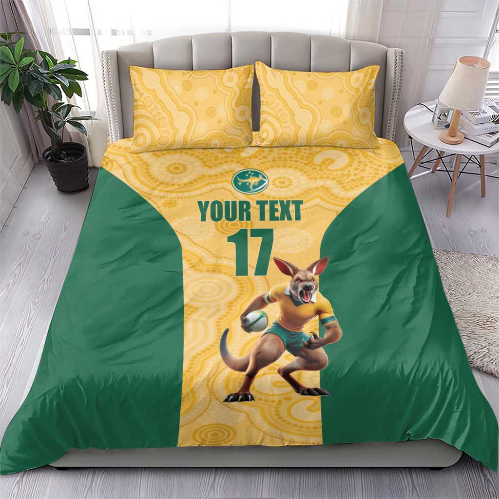 Custom Australia Rugby Bedding Set Kangaroo Mascot