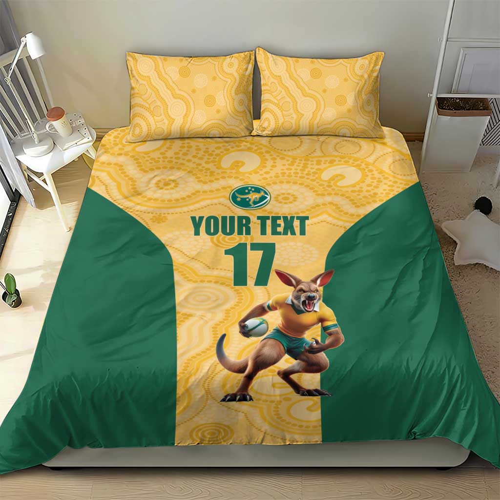 Custom Australia Rugby Bedding Set Kangaroo Mascot