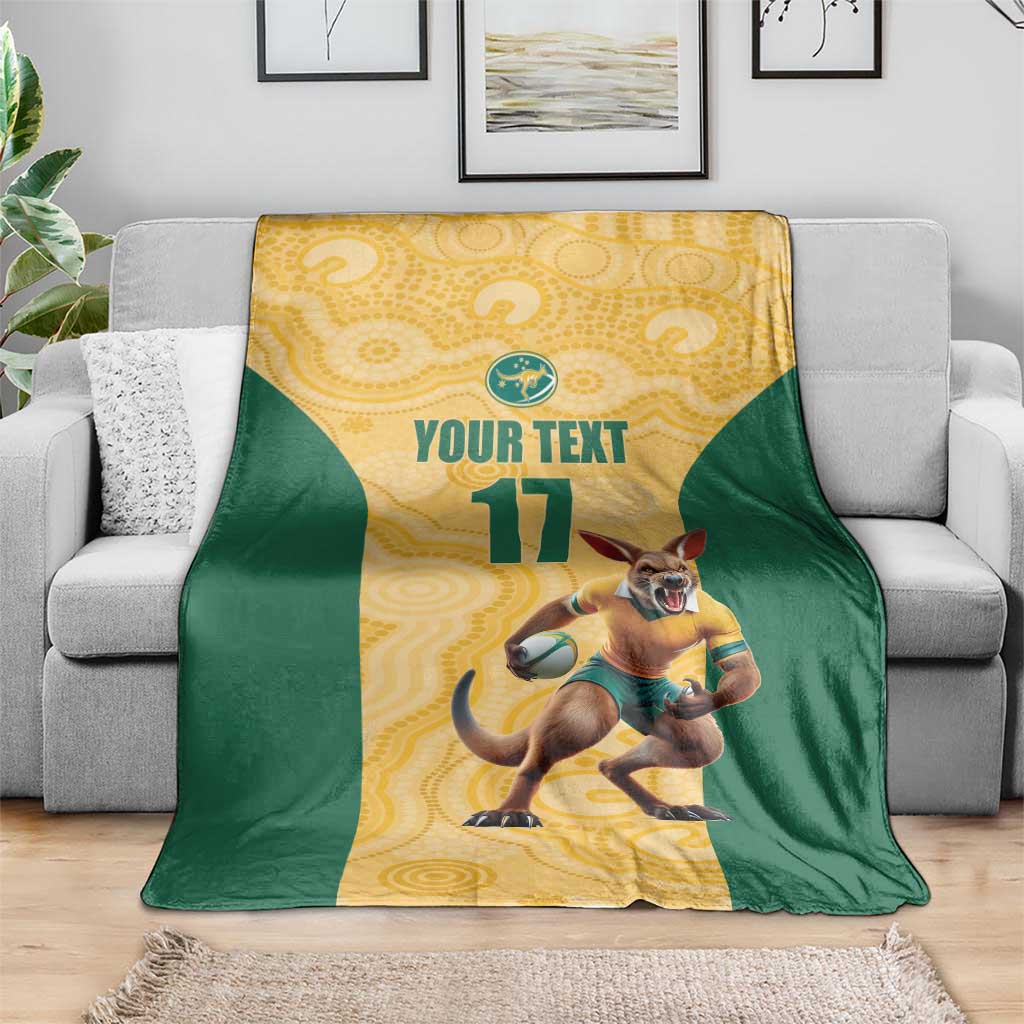 Custom Australia Rugby Blanket Kangaroo Mascot