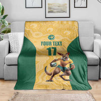 Custom Australia Rugby Blanket Kangaroo Mascot