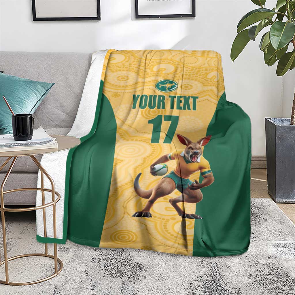 Custom Australia Rugby Blanket Kangaroo Mascot