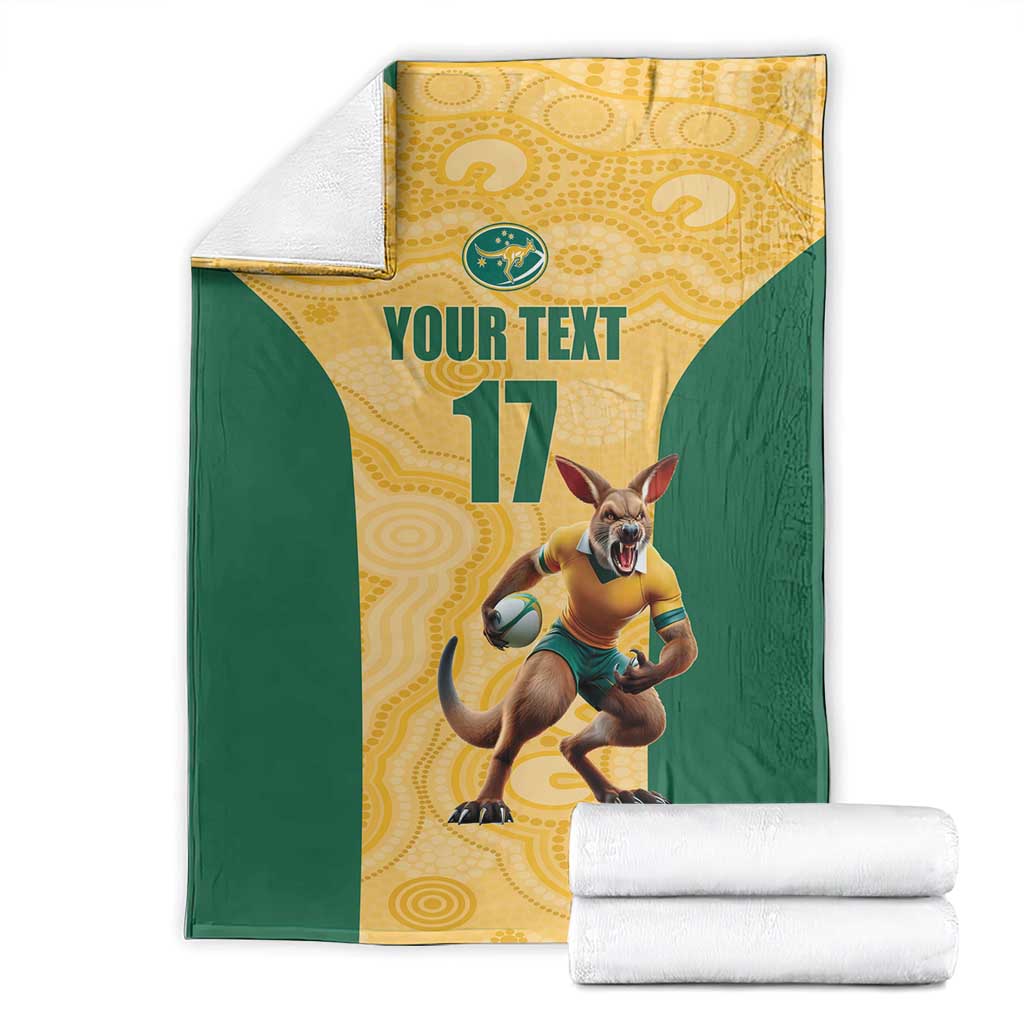 Custom Australia Rugby Blanket Kangaroo Mascot