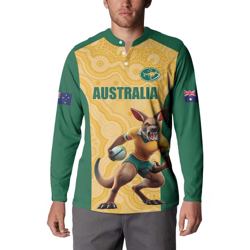 Custom Australia Rugby Button Sweatshirt Kangaroo Mascot