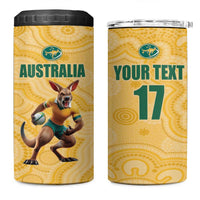 Custom Australia Rugby 4 in 1 Can Cooler Tumbler Kangaroo Mascot