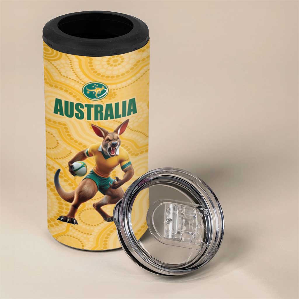 Custom Australia Rugby 4 in 1 Can Cooler Tumbler Kangaroo Mascot