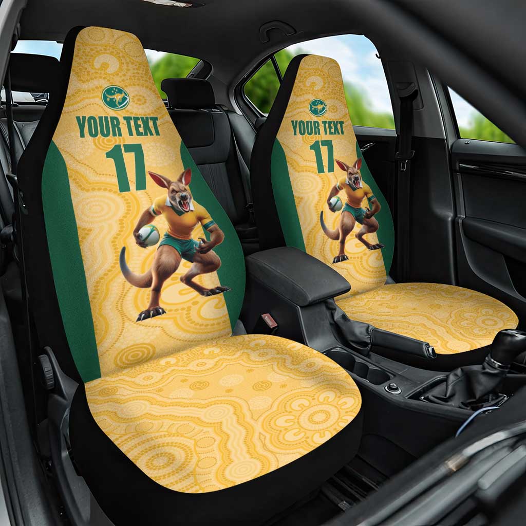 Custom Australia Rugby Car Seat Cover Kangaroo Mascot