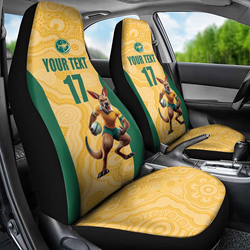 Custom Australia Rugby Car Seat Cover Kangaroo Mascot