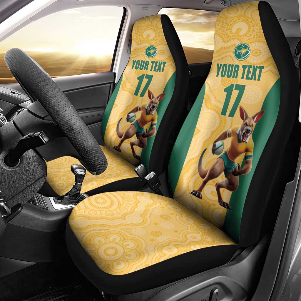 Custom Australia Rugby Car Seat Cover Kangaroo Mascot