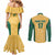 Custom Australia Rugby Couples Matching Mermaid Dress and Long Sleeve Button Shirt Kangaroo Mascot