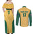 Custom Australia Rugby Couples Matching Off Shoulder Maxi Dress and Long Sleeve Button Shirt Kangaroo Mascot
