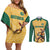 Custom Australia Rugby Couples Matching Off Shoulder Short Dress and Long Sleeve Button Shirt Kangaroo Mascot
