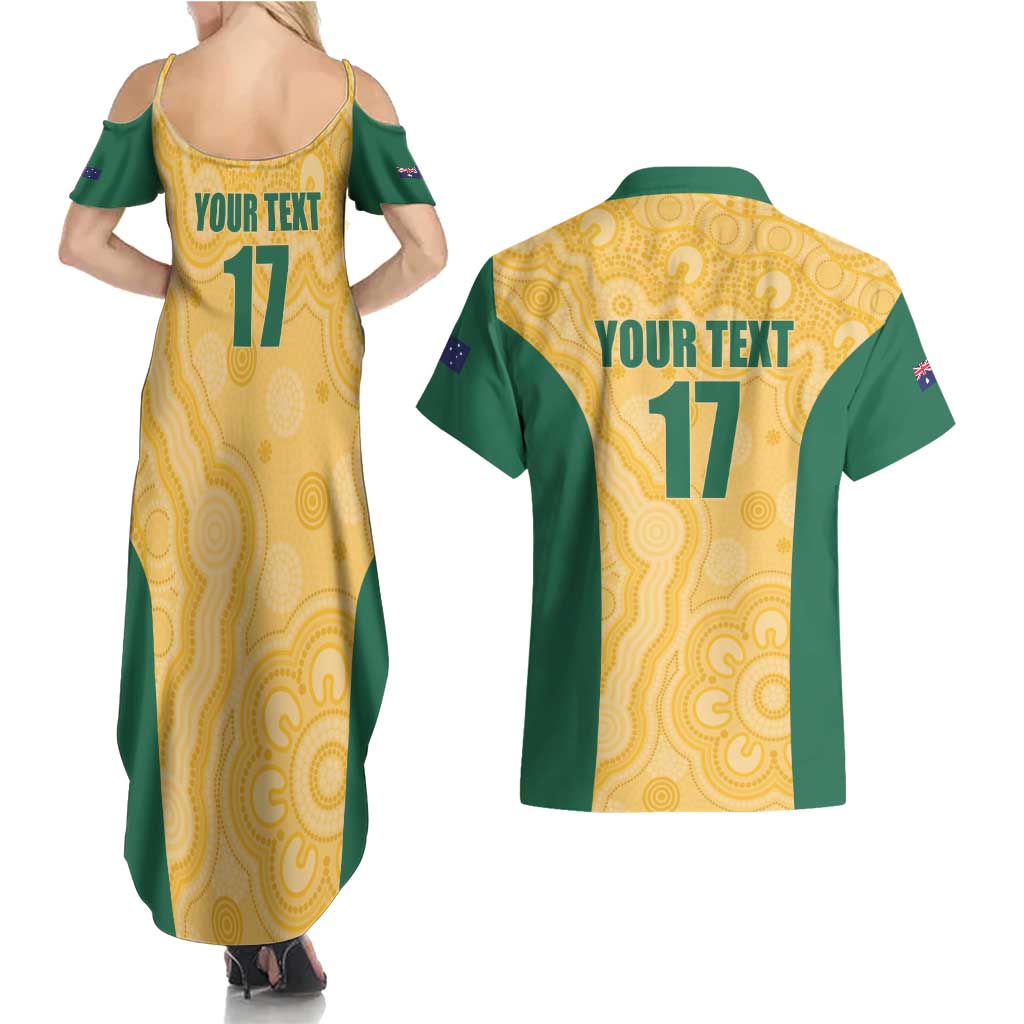 Custom Australia Rugby Couples Matching Summer Maxi Dress and Hawaiian Shirt Kangaroo Mascot