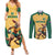 Custom Australia Rugby Couples Matching Summer Maxi Dress and Long Sleeve Button Shirt Kangaroo Mascot