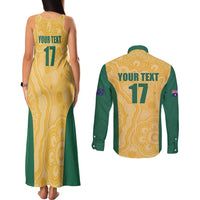 Custom Australia Rugby Couples Matching Tank Maxi Dress and Long Sleeve Button Shirt Kangaroo Mascot