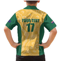 Custom Australia Rugby Family Matching Mermaid Dress and Hawaiian Shirt Kangaroo Mascot